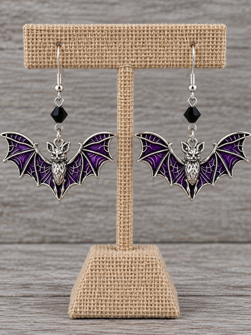 Purple Bat Drop Earrings – Women Jewelry